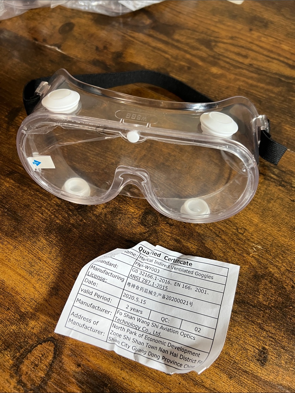 Clear Safety Goggles with Black Elastic Strap - Protective Eye Shield